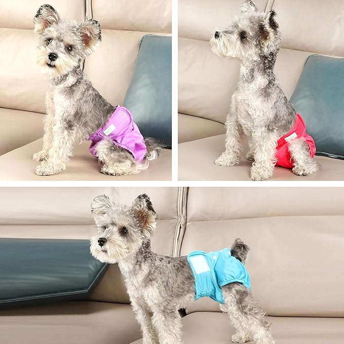 wegreeco Washable Reusable Premium Female Dog Diapers, Medium Dog Doggie Puppy & Doggy Diapers Female for Dog Waist 9.6"-14", Period Panties in Heat (Pack of 3, Medium)
