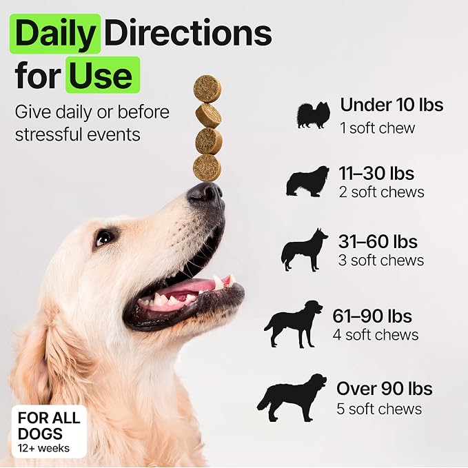 Hemp Calming Chews for Dogs Anxiety – Dog Calming Chews for Puppies & Adults – Stress, Sleep Aid & Dog Anxiety Relief Treats with Melatonin & Valerian – 2 Pack, 340 Count, Made in USA