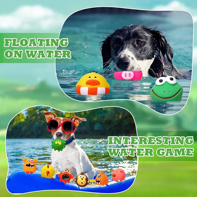 Shappy 20 Pcs Latex Dog Squeaky Toys, Soft Rubber Chew Squeaky Dog Toys Balls for Funny Animal Sets Interactive Fetch Play Chew Molar for Small Medium Dogs Pets