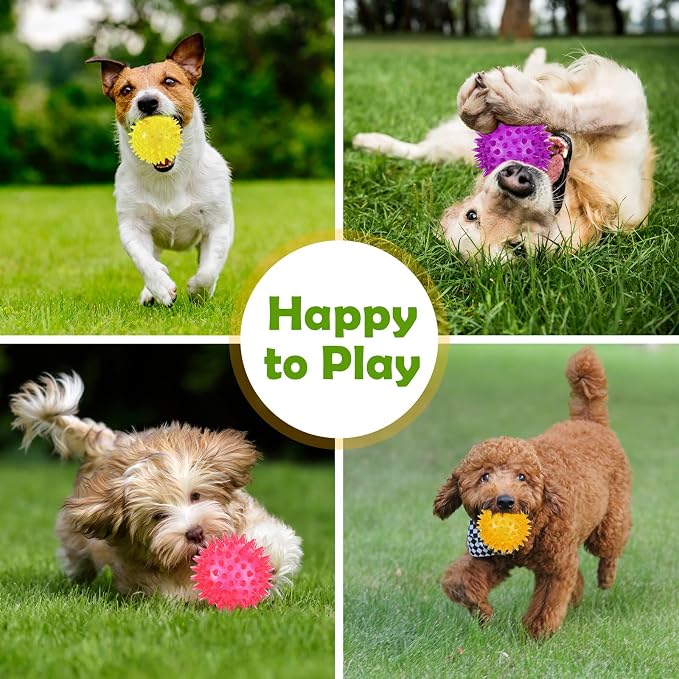 Jerify 60 Pieces 2.56 Inches Squeaky Balls for Dogs Small Spiky Dog Ball Fetch Rubber Balls Puppy Spikey Ball Dog Chew Toys Christmas Small Pets Clean Teeth and Training, Multicolor