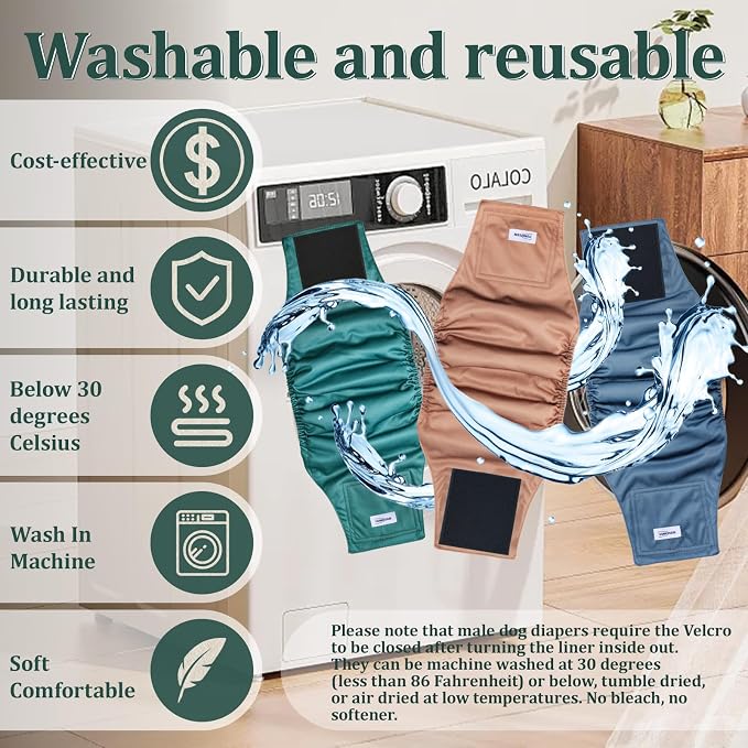 Reusable Dog Diapers Male, Premium Washable Belly Bands for Dogs Extra Small, Pack of 5, High Absorbing Dog Wraps for Doggie & Puppy in Incontinence or Excitable Urination and Training(XS)
