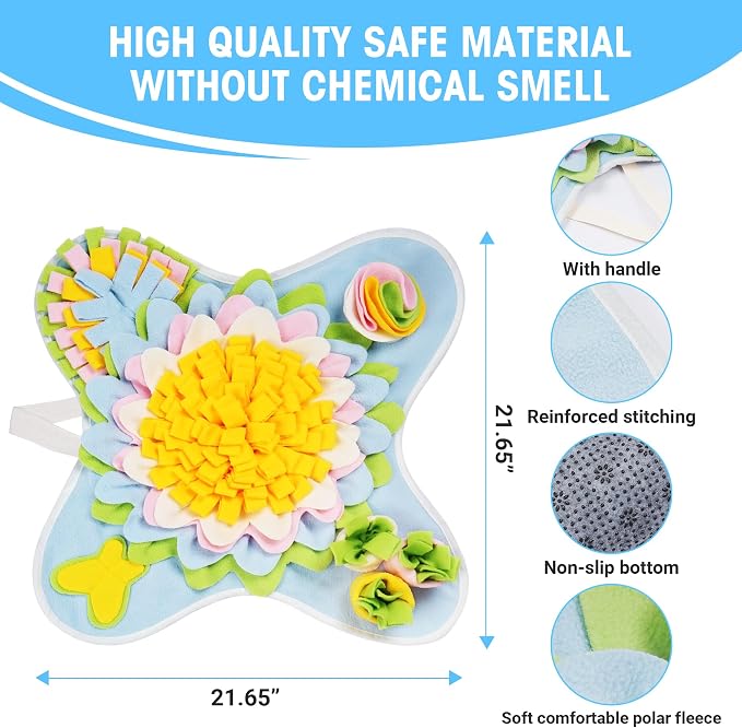 Snuffle Mat for Dogs Interactive Sniff Mat Slow Feeding and Keep Busy Snuffle Toys for Foraging Skill Development Anxiety Relief and Mental Stimulation, Machine Washable