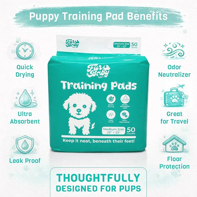 Puppy Pads for Dogs [50 Count] – [23"x23"] 6-Layer Disposable Dog Training Pads, Quick-Dry Wee Pads, Highly Absorbent Pee Pads for Dogs, Indoor Potty Training