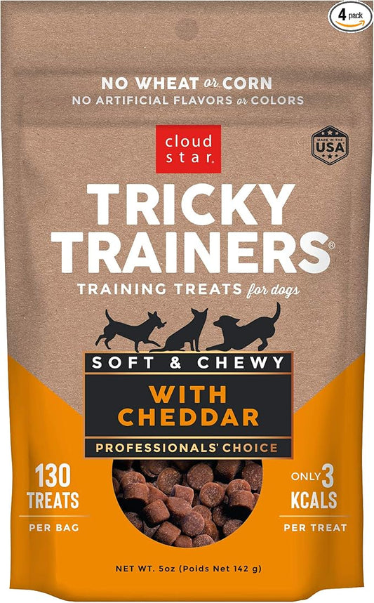 Cloud Star Tricky Trainers Chewy - Cheddar, 4 Pack of 5 oz Bags