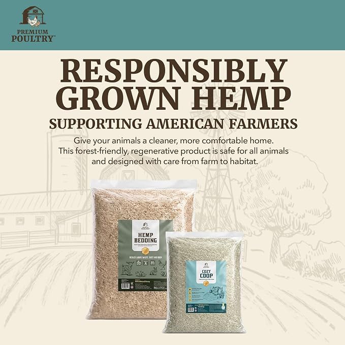 Hemp Bedding for Chickens, Rabbits & Small Animals – Low Dust, Highly Absorbent Hemp Animal Bedding for Chicken Coops, Nesting Boxes & Brooders – Made in USA – 3 Cubic Feet