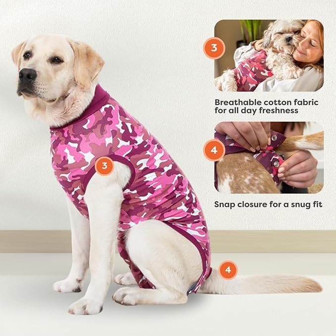 Suitical Recovery Suit for Dogs | Spay and Neutering Dog Surgery Recovery Suit for Male or Female | Soft Fabric for Skin Conditions | 2XL | Neck to Tail 31.5”-36.2” | Pink Camouflage