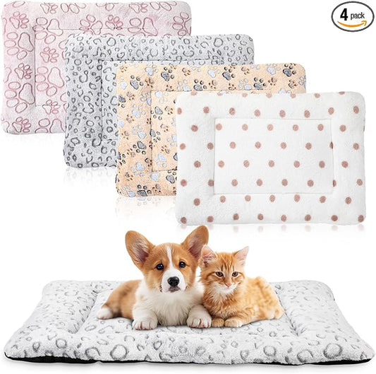 4 Pcs Dog Cat Bed Guinea Pig Mats Ultra Soft Dog Crate Kennel Pad Washable Bunny Bed Anti-Slip Guinea Pig Blankets for Small Animal Pet Cage Accessories(25.6X 17.7 Inch)