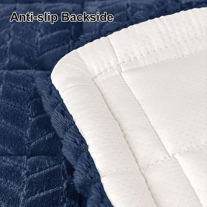 Smiry Couch Cover for Dogs, Non Slip Fuzzy Pet Sofa Covers Washable for 2-3 Cushion Couch, Soft Thick Furniture Protector for Cats Dogs, Against Fur, Dirt, Scratch Resistant (Navy, 27.6"x59")