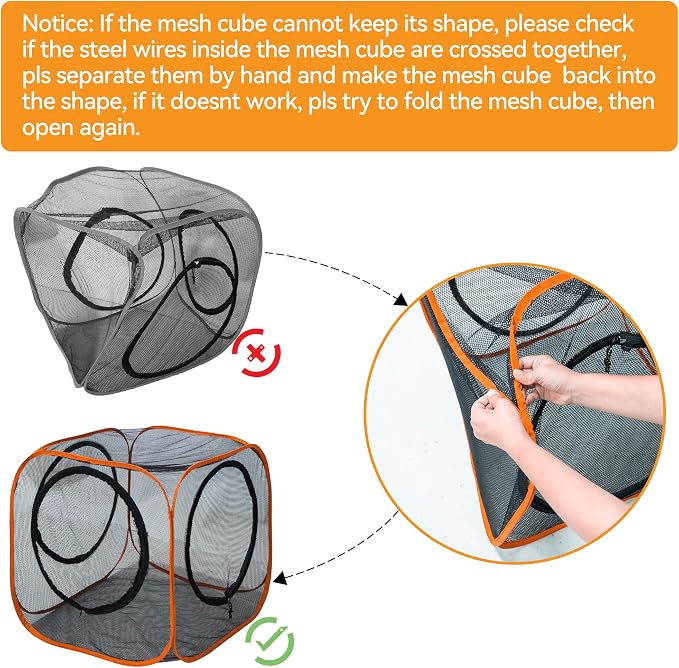 Cat Play Tunnel + Cube(with Three Ways) for Indoor and Outdoor, Cat Playpen, Play Enclosures, Collapsible Cube, Tunnel, Easy to Connect with Tent