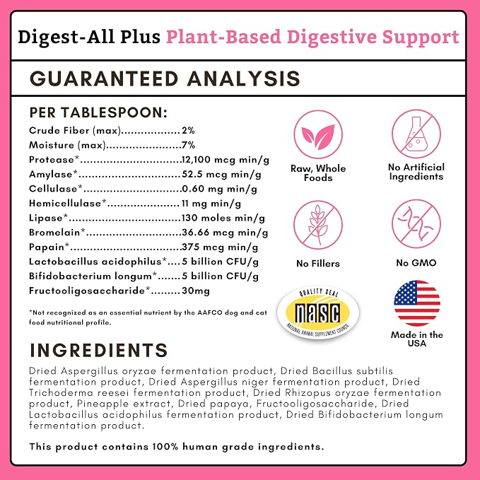 Wholistic Pet Organics Daily Cat & Dog Probiotics for Digestive Health, Anti Diarrhea & Gut Support - Probiotics for Dogs with Digestive Enzymes & Prebiotic Fiber - Cat Probiotic - 2 Oz - 57 Scoops