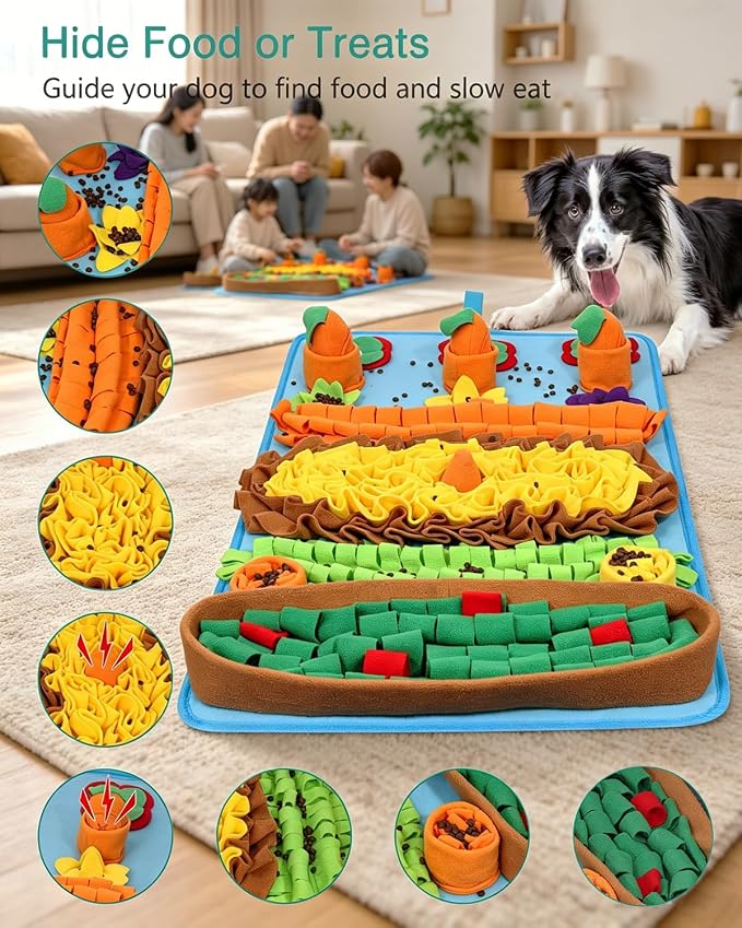 ORIA Snuffle Mat for Dogs, 32''x20'' Interactive Slow Feeder Mat for Boredom, Mental Stimulation, Stress Relief, Enrichment Toy & Treat Puzzle Mat for Small Medium Large Dogs Puppies