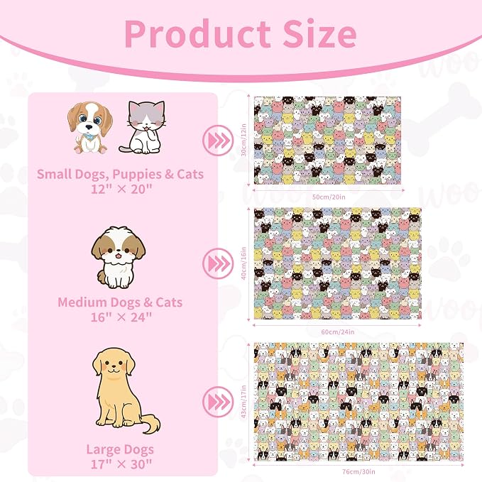 Cat Food Mat, Absorbent Pet Feeding Mat for Dog & Cat Food and Water Bowl, Non-Slip Quick Dry Pet Placemat Floor Protector for Messy Drinkers(16 x 24in)