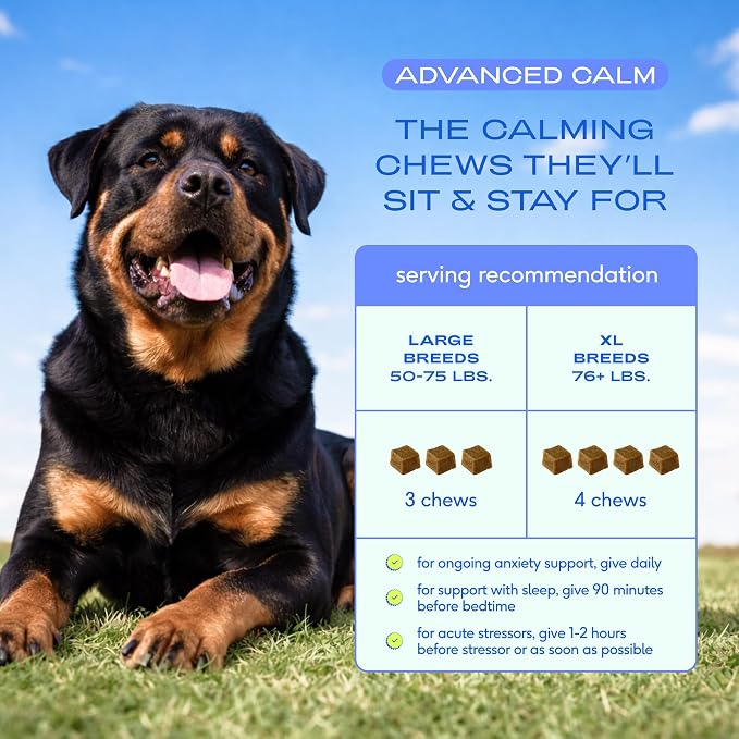 Native Pet Advanced Calming Chews for Dogs - Anxiety Relief, Stress, Separation, Travel & Sleep Support with Melatonin for Dogs, Hydrolyzed Casein, Valerian Root & L-Tryptophan -120 Chews