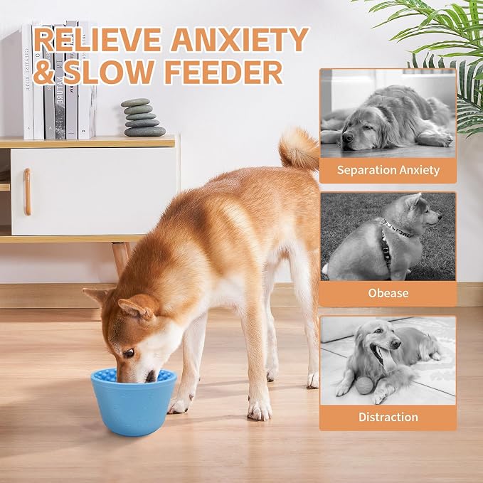 Dog Lick Bowl,Anxiety Relief Non-Slip Silicone Treat Bowl,Durable Anti-Choking Long-Lasting Enrichment Slow Feeder Licking Mat for Small Medium Large Breed,Freezable BPA Free Silicone Dishwasher Safe