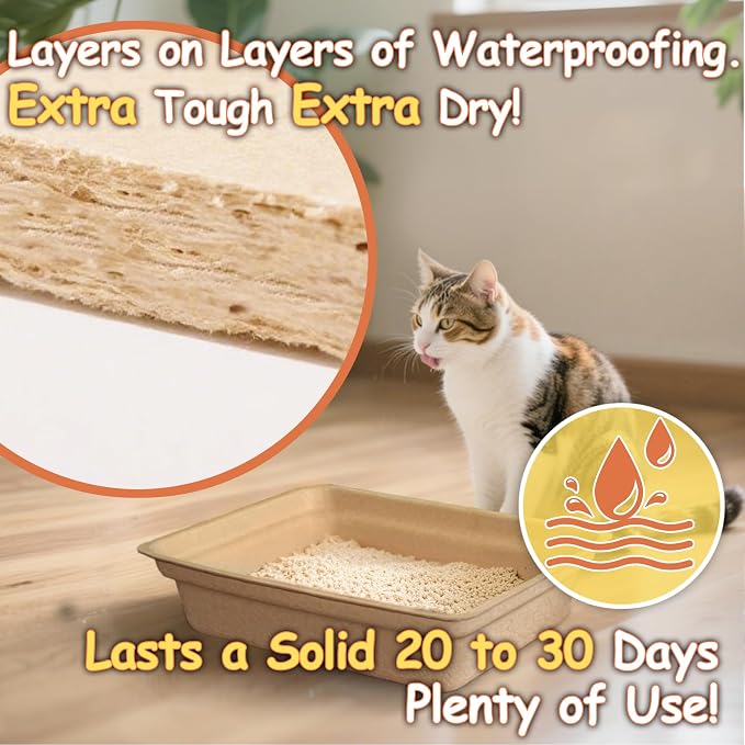 Disposable Litter Boxes for Cats Leak-Proof: 20-Pack Odor Control Sustainable Large Kitty Tray for Travel/Indoor Use