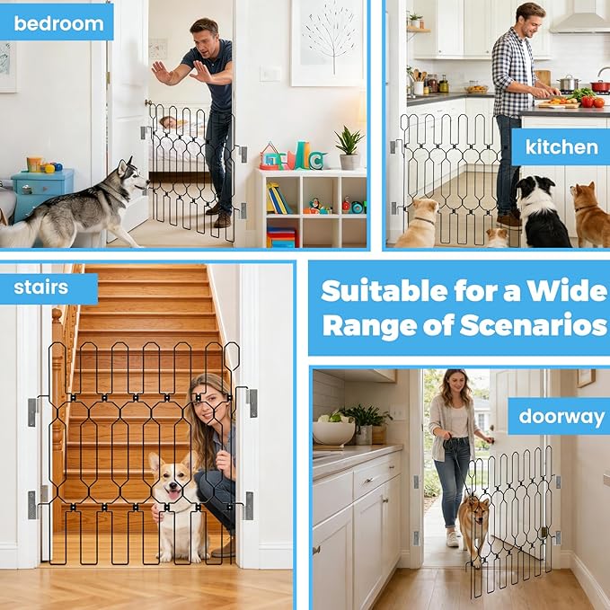 Retractable Dog Gate for Front Door, Bite-Proof Metal Pet Dog Barrier, Foldable Space-Saving Wall-Mounted for Front Door & Rv, Easy Install Dog Gate, Indoor/Outdoor (W: 31in H: 31in)