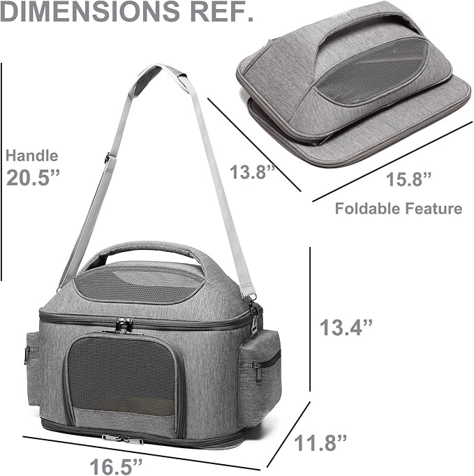 Pet Carrier for Large Fat Cats and Small Dog, Fits up to 20 pounds Car Seat Travel Carrier, Collapsible Indoor Outdoor Soft Side Carrier Bed House Airline Approved Under Seat