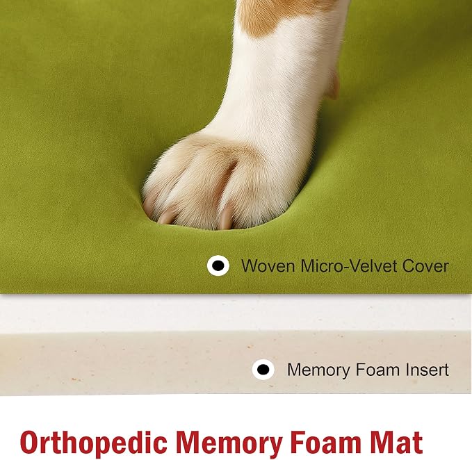 Majestic Pet Orthopedic Memory Foam Dog Crate Mat - Plush Pet Bed Pad for Crates & Kennels | USA Crafted | 36"x23" Villa Apple