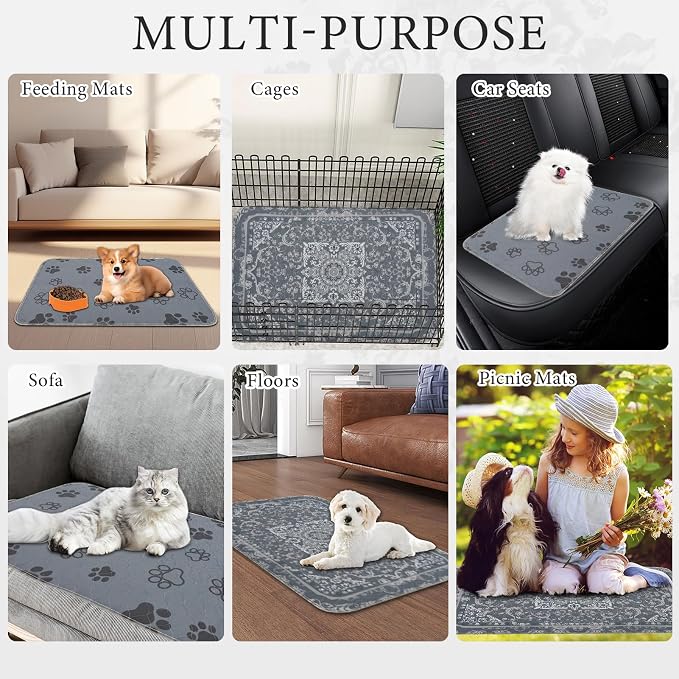 Homimp Washable Pee Pads for Dogs,4 Pack Reusable Puppy Pads,Absorbent and Leakproof Dog Pee Pads,Non Slip Puppy Training Pads,Pet Mat for Floor,Crate,Couch,Whelping,Grey 18"x24"