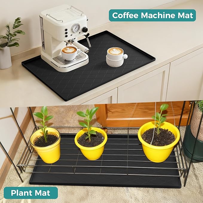 URMONA 22" x 19" Waterproof Silicone Mat in Multiple Sizes & Colors, Under Sink Mat for Kitchen & Bathroom, Pet Food Pad for Dogs & Cats, Kitchen Cabinet Liner, Multi-Purpose for Storage(Black)