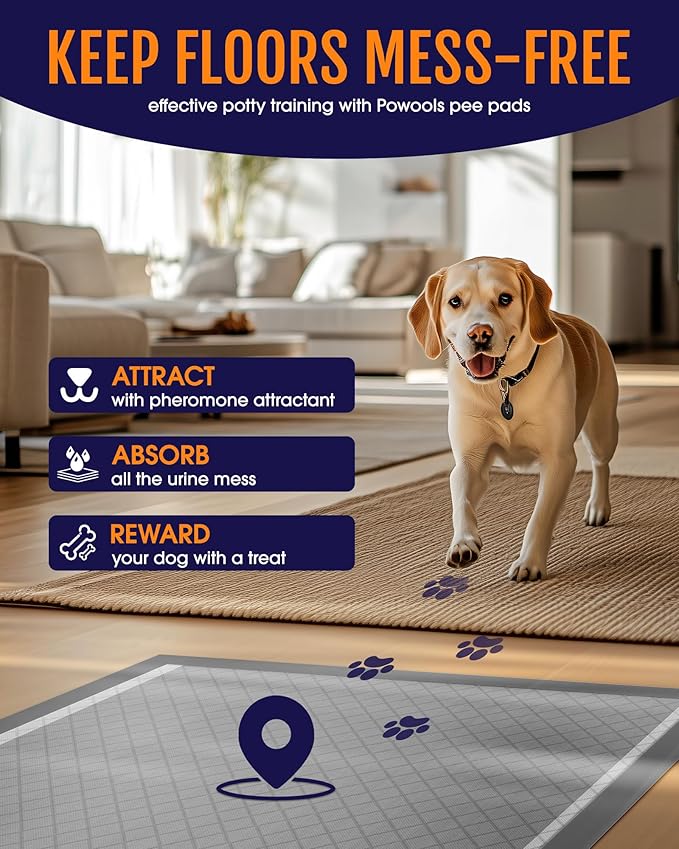 Powools Charcoal Puppy Pads - 70 Packs, 34"×28" Ultra-Large Puppy Pads, Odor-Control Carbon Pee Pads for Dogs, 6-Layer Ultra-Absorbent & Quick-Dry Black Training Pads