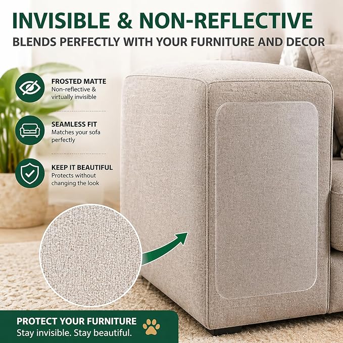Cat Scratch Furniture Protector for Couch, 24 Pack Clear Couch Protector from Cat Claws, Self Adhesive Anti Scratch Furniture Protectors for Cats, Transparent Couch Corner Protectors, No Residue