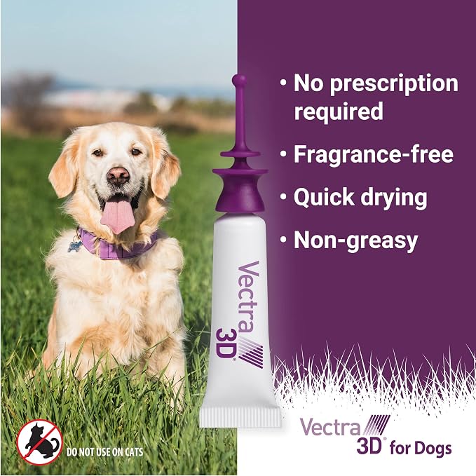 Vectra 3D Flea and Tick Prevention for Dogs, Kills and Repels Fleas, Ticks & Mosquitoes | Fast‑Acting, Waterproof, No Prescription Needed | Extra Small Dogs 5-10 lbs, 3‑Month Supply