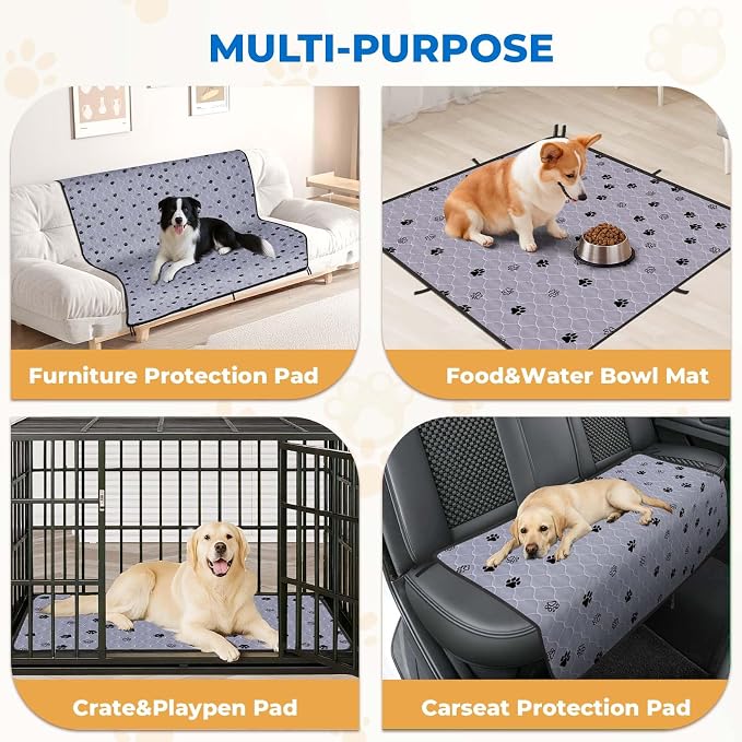 Fostanfly Washable Pee Pads for Dogs, 2 Pack 28''x34'' Large Ultra-Absorbent and Leak-Proof Non-Slip Reusable Potty Training Pads for Dogs, Puppy, Potty Buddy and Cats of Add 8 Lanyards