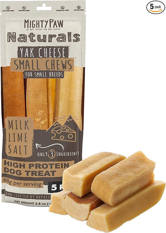 Mighty Paw Yak Cheese Chews for Dogs | All-Natural Long Lasting Pet Treats. Odorless and Great for Oral Health. Limited-Ingredient Chews for Puppies & Power-Chewers (Small, 5 Pack)