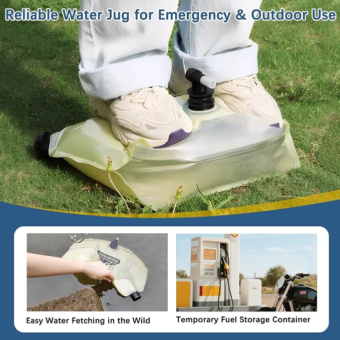 Water Jug Camping 2.1 Gallon Collapsible with Spigot, BPA Free Portable Water Pouch Foldable Water Bags for Outdoor Hiking, Travel and Emergency & Water Storage Containers (Beige-3Pcs)