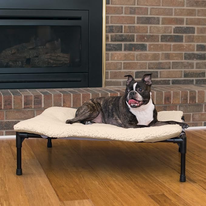 K&H Pet Products Original Elevated Pet Cot Tan with Microfleece Pad