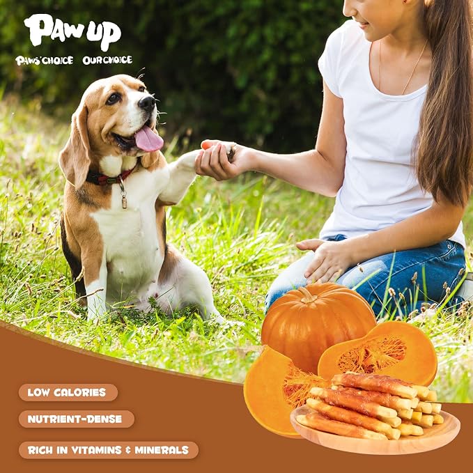PAWUP Chicken Jerky Strips Dog Treats, Chicken Wrapped Biscuits Pumpkin Dog Treats Sticks