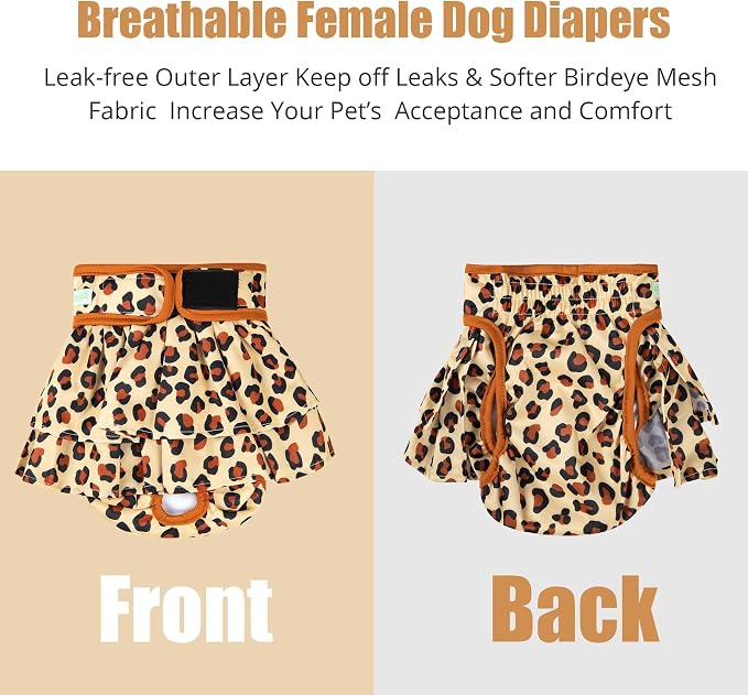 wegreeco Dog Diapers Female (3 Pack), Highly Absorbent Puppy Doggie Dog Diapers for Female Dogs Period, Washable Doggy Diapers for Dogs in Heat, Small Medium Large Size (Cow Pattern, Medium)