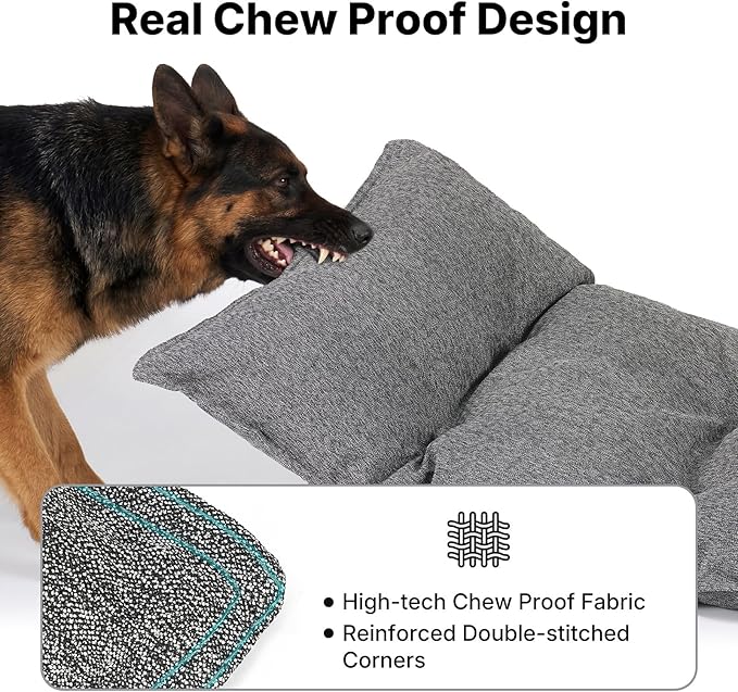 Veehoo Indestructible Dog Bed for Crate, Chew Proof Dog Crate Pad with Reinforced Corners, XL Washable Chew Resistant Pet Mat for Kennel, 41" x 28"
