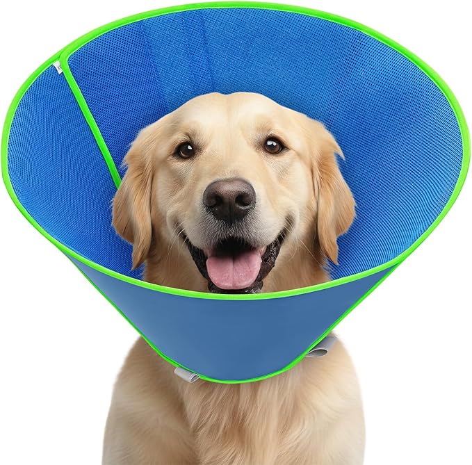 Soft Dog Cone Collar to Stop Licking After Surgery, Mesh Breathable Pet Recovery Collar for Large Medium Dogs, Elizabethan Cone Alternative(L)