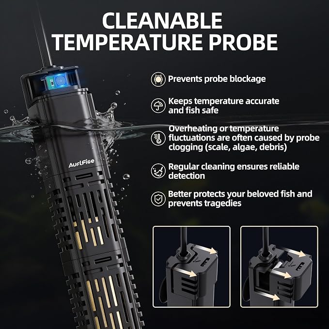Aquarium Heater for Fish Tank - 300W Submersible Fish Tank Heater with Digital Display & Adjustable External Controller, Leaving Water Protection for 40-75 Gallon Freshwater Saltwater Tanks