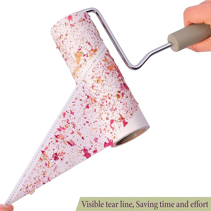 Extra Sticky Large Surface Lint Roller,6.3'' Giant Lint Roller for Pet Hair,5 Rolls 450 Sheets,Long Handle Lint Remover,Easily Remove Carpets, Clothes, Couch and Curtains Dust Cat and Dog Hair Removal