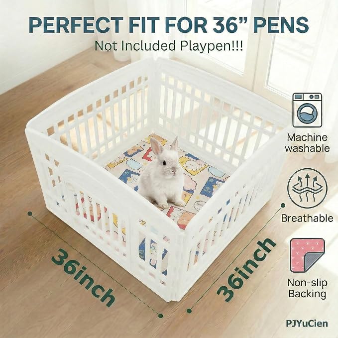 PJYuCien Non-Slip 36"x36" Pet Playpen Mat with 3-Layer Comfort, Reusable and Washable Training Crate Pad, Travel Mat and Sofa Protector for Puppies, Dogs, Cats, Rabbits, and Small Animals, Blue