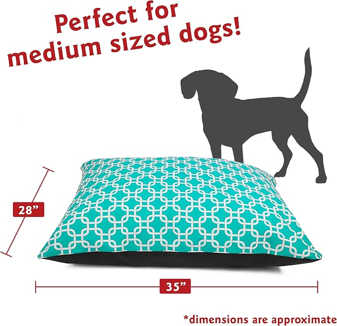 Majestic Pet Rectangle Medium Non Slip Comfy Dog Bed - Super Value Pillow - Dog Crate Kennel Bed for Sleeping - Medium Breed 35 x 28 Inch - Links Teal