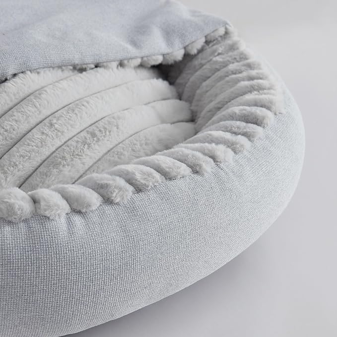 Riverbrook Home Everett Covered Round Cuddly Pet Bed, Gray, Large