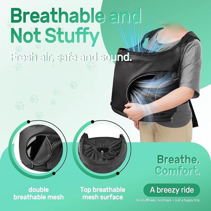 YUDODO Dog Front Backpack Carrier 7-15 lbs, Soft Breathable Pet Front Facing Carrier with Adjustable Straps, Multi-Pocket Design, for Small Dogs & Cats (with Detachable Sling Pouch - Black)