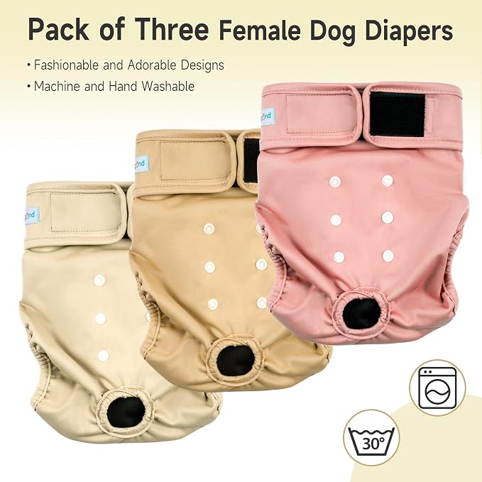 Paw Legend Washable Reusable Female Dog Period Diapers for Heat Doggie Puppy Diapers for Female Dogs (3 Pack, Small)