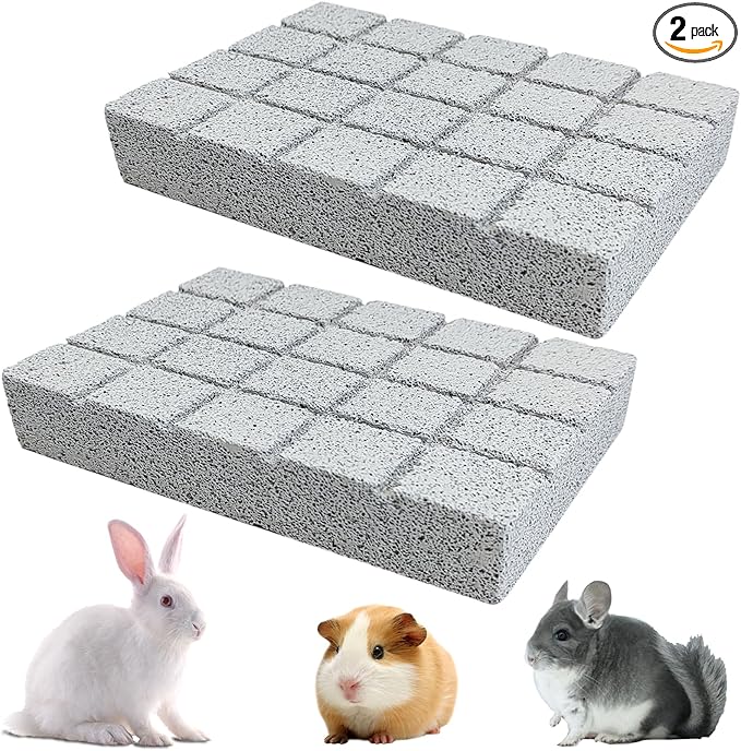 Hamiledyi 2PCS Rabbit Scratching Pads Bunny Lava Grinding Claw Pads Small Animal Foot Pads Hamster Scratch Board Chew Toys for Gerbil Chinchilla Hedgehog Guinea Pig Cage Accessories