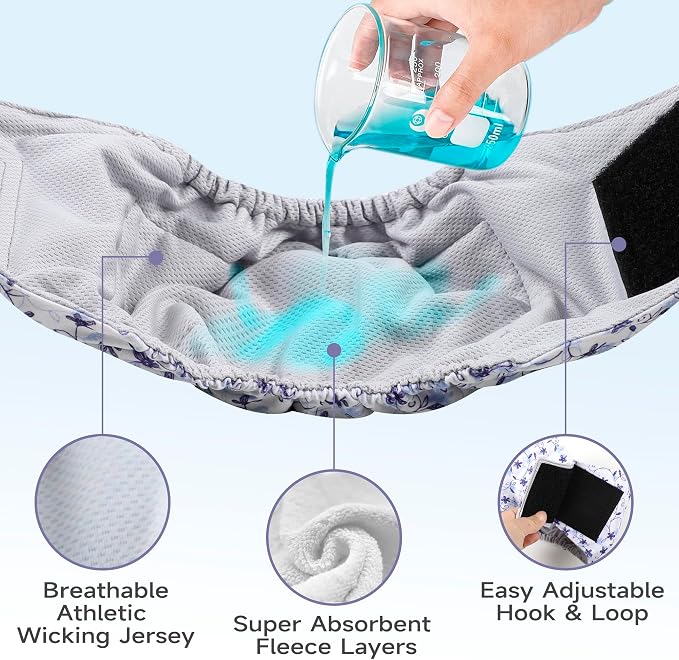 Male Dog Diapers, High Absorbing Dog Belly Bands for Male Dogs, Washable Reusable Dog Males Wraps(5 Pack)
