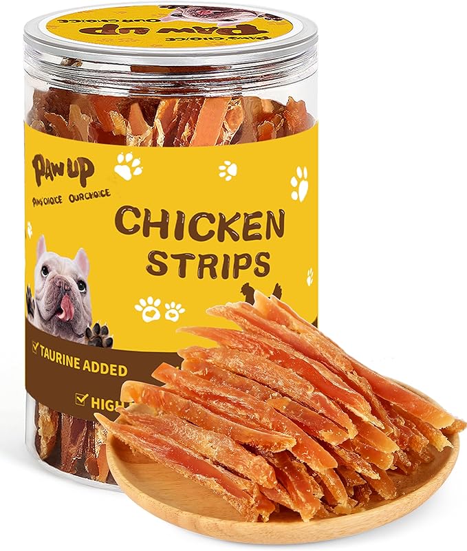 PAWUP Chicken Jerky Strips Dog Treats, Low Fat High Protein, Natural Chicken Dog Jerky, Training Treats for Small & Medium Dogs, 12.5 oz