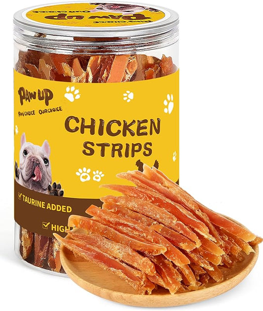 PAWUP Chicken Jerky Strips Dog Treats, Low Fat High Protein, Natural Chicken Dog Jerky, Training Treats for Small & Medium Dogs, 12.5 oz