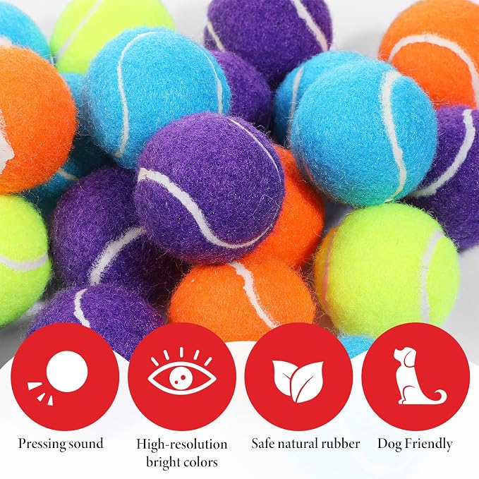 40 Pack Squeaky Mini Tennis Balls for Small Dogs, 1.57'' Interactive Dog Playing Balls, Colorful Easy Catching Dog Playing Fetch Ball, Elastic Puppy Tennis Ball, for Teething, Training, Throwing