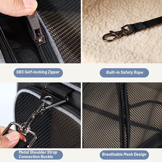 Expandable Pet Carrier Airline Approved,Soft-Sided Dog Cat Carrier Bag,Collapsible Kennel Pet Travel Bag,Washable Pads,Shoulder Strap for Cats, Puppy and Small Animals