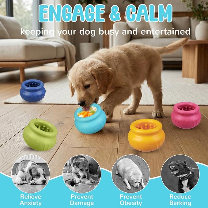 Wobbly Dog Enrichment Lick Toy, Stuffable Frozen Lick Bowl to Keep Dogs Busy, Long-Lasting Interactive Treat Dispensing Dog Toy, Silicone Fetch Catch Chew Toy(Teal,M)