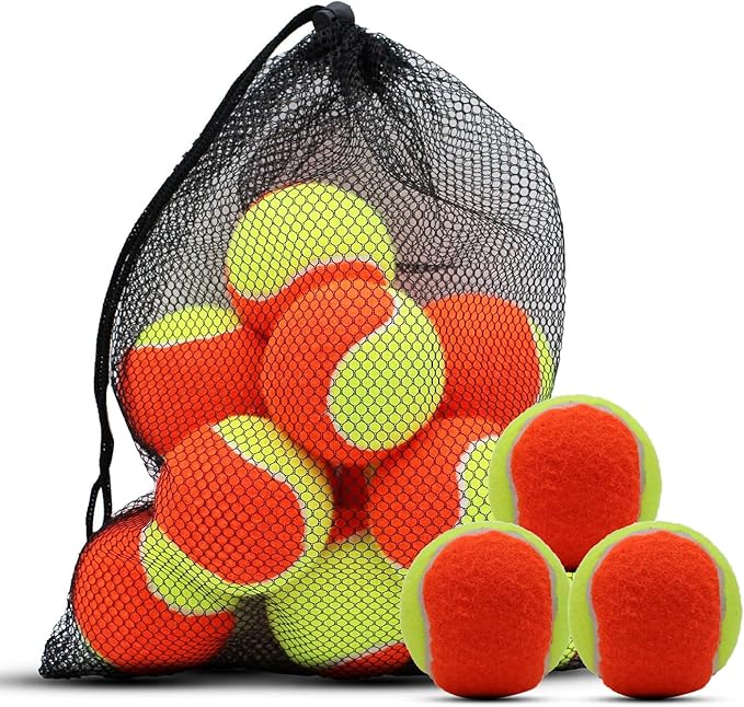 SHYUJAJIE 20 Pack 25%/50%/75% Low Compression Stage Tennis Ball for Beginners Youth Kids Training Practicing Ball with Mesh Bag for Easy Transport